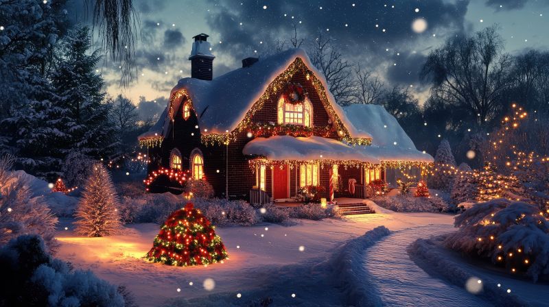 Holiday Lights Installation in Progress